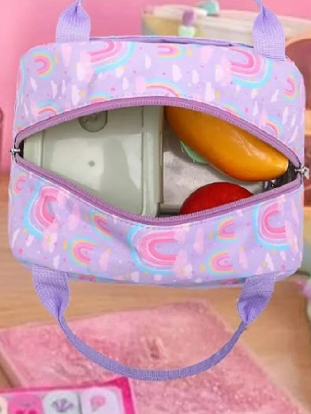 Purple Rainbow Backpack for Girls Unicorn Bookbag School Bag 3 Piece Set